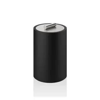 Decor Walther Black Stone DMD L Баночка универсальная 16x10см, настольная, крышкой, цвет: черный матовый / сталь матовая