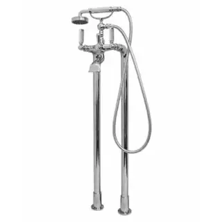 Bossini Liberty Смеситель для ванны, напольный, высота 890 мм, Душевая лейка Libertyцвет:Gom и шланг дв. фальцевание латунь, 150 см ½