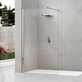 Novellini Kuadra H Душевое ограждение 157-160х200cм., с свободным входом, с настенным кронштейном, стекло прозрачное, цвет: хром