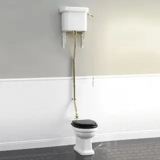 Devon&Devon Blues Унитаз 65.3x35.7cм, с высокой трубой, цвет: белый, фурнитура золото