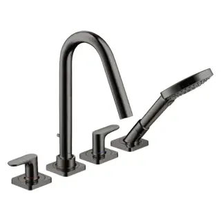 Axor Citterio M Смеситель для ванны, на 4 отв., с ручным душем, цвет: полированный черный хром