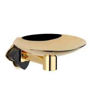 THG Petale de Cristal noir Мыльница металлическая ø 15см., подвесная, цвет: золото/черный хрусталь