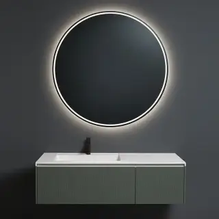 Antonio Lupi Albore Зеркало с блестящей кромкой, Ø120cм., толщиной 5 мм, с белой светодиодной подсветкой, на раме