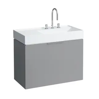 Laufen Kartell Тумба с раковиной, 89.5х45.5х61.5см, с 1 выдвиж. ящиком с полкой, с сифоном, подвесная, покрытие LLC, цвет: серый матовый