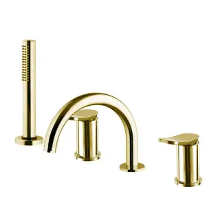 Fima Carlo Frattini Flo Смеситель на борт ванны, на 4 отв., с ручным душем, цвет: золото