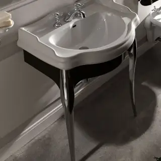 Kerasan Retro Консоль с белой раковиной 73см, подвесная, цвет: черный / хром