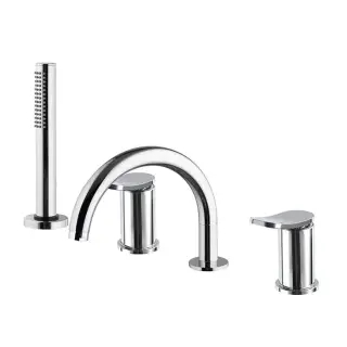 Fima Carlo Frattini Flo Смеситель на борт ванны, на 4 отв., с ручным душем, цвет: хром