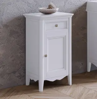 TW Veronica Nuovo тумба напольная с 1-й дверцей, 1-м выдвижным ящиком, доводчиками Blum, , ручки бронза,  DX - петли справа, цвет: белый