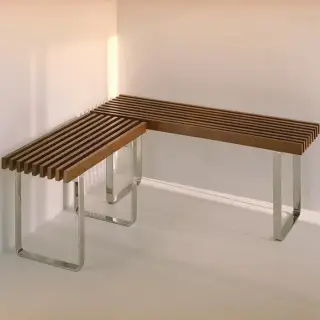 Eﬀegibi Topkapi Скамейка 75x35x44см, цвет: нержавеющая сталь/бирманский тик