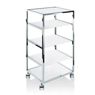 Decor Walther RW 2 Стеллаж передвижной 38x30x80см, стекло матовое, напольный, цвет: хром