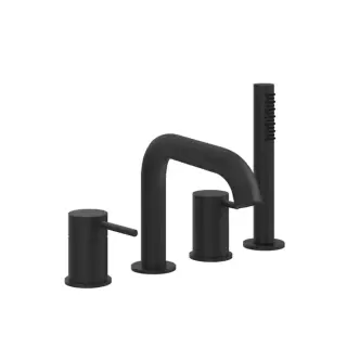 GESSI 316 Смеситель на борт ванны на 4 отв. с изливом и ручным душем, цвет: Black XL
