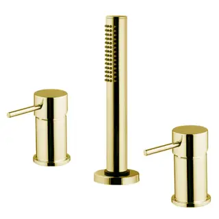 Fima Carlo Frattini Spillo Up Смеситель на борт ванны, на 3 отв., с ручным душем, цвет: золото