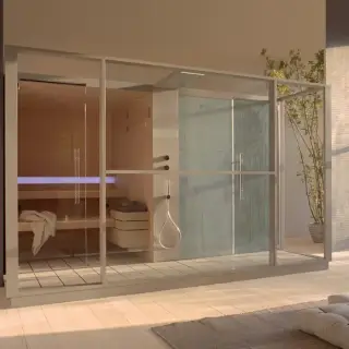 Effegibi Logica Spa Filo Сауна&Хаммам 373x250x217см, угловая SX, цвет: Stone