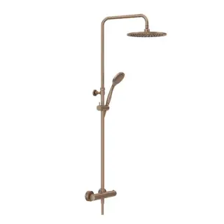Gessi MINIMALISTIC SHOWER Душевая стойка, с термостатическим смесителем, верхним душем Ø25см, ручным душем и держателем, цвет: brushed copper pvd