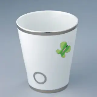 THG CAPUCINE VERT DECOR PLATINE Чашка керамическая, настольная, декор платина/зеленый, цвет: белый