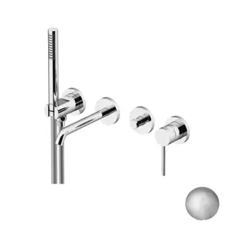 Gattoni Circle Two Смеситель встраиваемый для ванны на 4 отв, с ручной лейкой с внутр.частью, цвет: Nickel Spazzolato