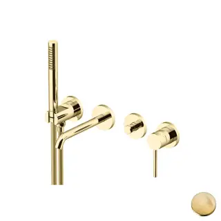 Gattoni Circle Two Смеситель встраиваемый для ванны на 4 отв, с ручной лейкой с внутр.частью, цвет: Oro Brush