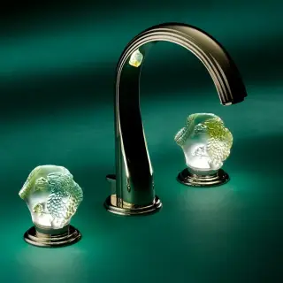 THG Dragon Jade Смеситель для раковины, 3 отв., с подсветкой, цвет: золото/хрусталь