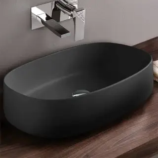 ArtCeram Cognac Раковина 55х35 см, без отв., без слив-перелива, Saniglaze, цвет: черный матовый