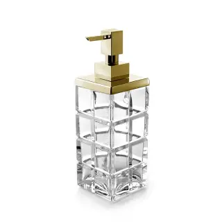 3SC Palace Дозатор для жидкого мыла,  настольный, цвет: прозрачный хрусталь/золото 24к. Lucido