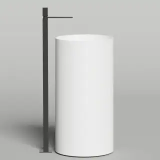 Salini Armonia Round 01 Раковина напольная 45х45х90см., мат-л: S-Stone, слив в стену, цвет: белый матовый