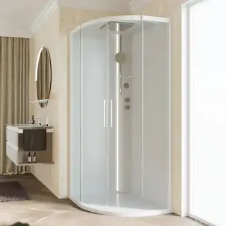 Novellini Glax Душевая кабина 100х100х224см., Standart с крышей , смеситель термостатический, цвет: белый матовый/стекла прозрачные