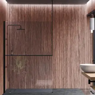 Novellini Kuadra H Душевое ограждение 160х200cм., с свободным входом, Sx, с потолочным кронштейном, с полкой, стекло прозрачн, цвет: черный матовый