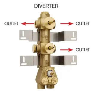 Bossini Встраиваемая часть термостата с  запорным клапаном и дивиатор на 2 выхода, (3 выхода) высокой пропускной способности на ¾