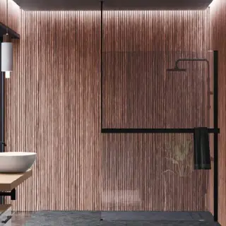 Novellini Kuadra H Душевое ограждение 160х200cм., с свободным входом, Dx, с потолочн кронштейн, с полотенцедер, стекло прозрачное, цвет: черный матовый