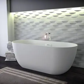 KNIEF Lotus Ванна отдельностоящая из материала Stone 170х75х63 см, с переливом и выпуском Click-Clack хром, без ручек, цвет:белый матовый