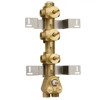 Bossini Встраиваемая часть термостата с  запорным клапаном и 2 дивиатора на 2 выхода, (5 выходов) высокой пропускной способности на ¾