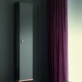 Milldue Edition Dandy Шкаф-пенал 36х23х180см., 1 дверца, ручка матовое розовое золото, подвесной, цвет: глянцевый Grafite