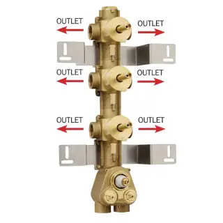 Bossini Встраиваемая часть термостата 3 дивиатора на 2 выхода, (6 выходов) высокой пропускной способности на ¾