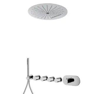 Fima Carlo Frattini Sistemi doccia Душевая Система с верхним душем 40см., смеситель термостатический, с ручным душем, на 4 выхода, цвет: хром