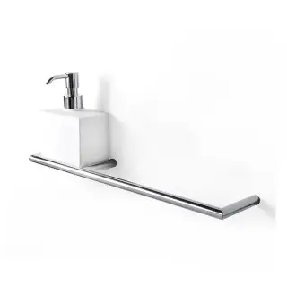 3SC Guy Полотенцедержатель и дозатор, 40см., слева, подвесной, композит Solid Surface, цвет: белый матовый/хром