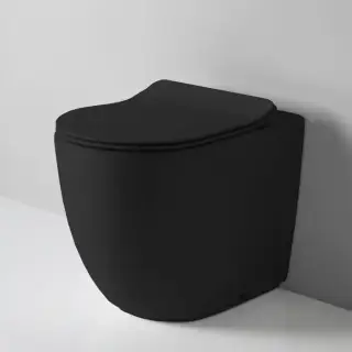 Artceram File 2.0 Унитаз напольный 37х52см, безободковый, слив универсальный, турбо смыв the.reel, saniglaze, цвет: черный матовый