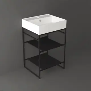 Simas Agile Структура металлическая 51x46xh72см, напольная, для раковины с 1 отв., AG51, с 2 полками, цвет: черный матовый