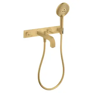 Axor Citterio Смеситель для ванны, встраиваемый, с ручным душем, ручка: рычаг, панель, цвет: шлифованное золото