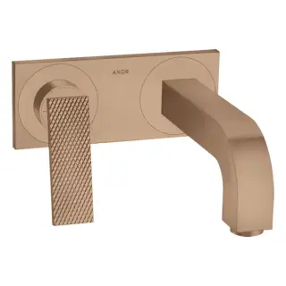 Axor Citterio Смеситель для раковины, встраиваемый, излив: 22см, с панелью, текстура, цвет: шлифованное красное золото