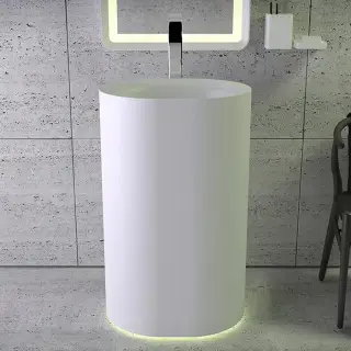 Knife Moon Раковина 55х45хh90см, напольная, с подсветкой, c выпуском белым и сифоном, слив в стену, цвет: белый матовый