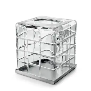 3SC Palace Контейнер для бумажных салфеток, 13х13х15 см, квадратный, настольный, цвет: прозрачный хрусталь/хром