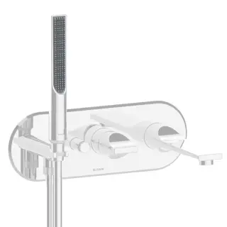 Bossini Apice Смеситель для ванны встраиваемый, однорычажный, с ручным душем Slim и шлангом 1500 мм., цвет: белый матовый