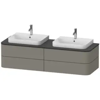 Duravit Happy D.2 Plus Тумба подвесная 160x55х40.8см, с 2 раковинами и 4 ящиками, цвет: stone grey satin matt