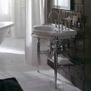 Globo Paestum Консоль 110х60см, с раковиной с 1 отв. под смеситель, консоль, напольная, цвет: хром/раковина белая