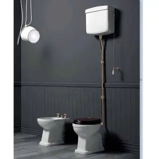 SIMAS Londra Унитаз 60х36.5см, c горизонтальным сливом, с высоким бачком, механизмом и трубой цвет золото