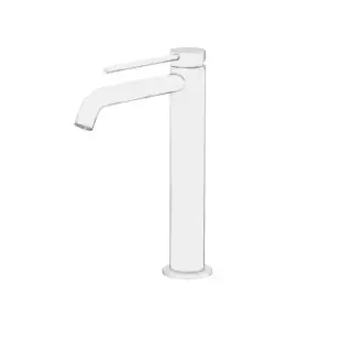 Gattoni Circle Two Смеситель для раковины высокий 227 мм, на 1 отверстие, излив 155 мм, с донным клапаном, цвет: белый матовый