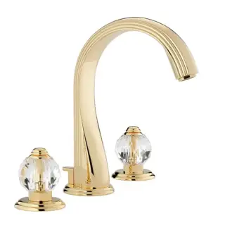 THG Mandarine Cristallia Diamant Смеситель для раковины на 3 отверстия, с донным клапаном, цвет: полированное золото