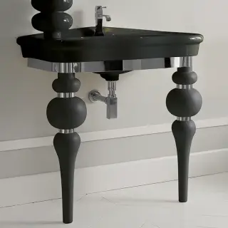 3SC Consolle Консоль Via Veneto 70х52хh96см, с раковиной LA11 и сифоном, напольная, цвет: черный матовый/хром