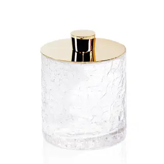 Decor Walther Crack DMD Баночка универсальная 9x11см, с крышко, французское стекло Craquele, настольная, цвет: золото