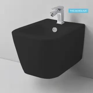 Artceram A16 Биде подвесное 36х52см., 1 отв., saniglaze, с креплениями, цвет: черный матовый